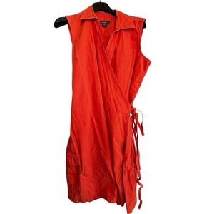 Eddie Bauer Orange Wrap Denim Dress Size Tall XXL Causal Spring